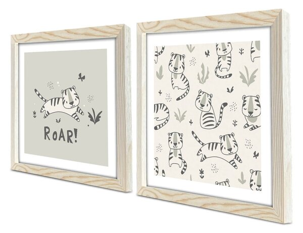 Детски картини в комплект от 2 броя 33x33 cm Roar - Wallity