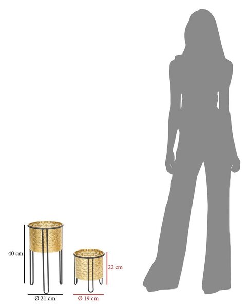 Комплект от 2 стойки за саксии в златисто, височина 40 cm Glissy - Mauro Ferretti