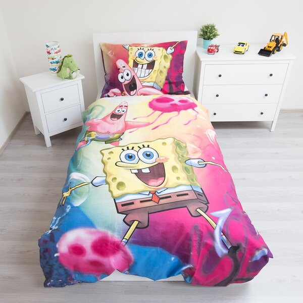 Памучно детско спално бельо за единично легло 140x200 cm Sponge Bob - Jerry Fabrics