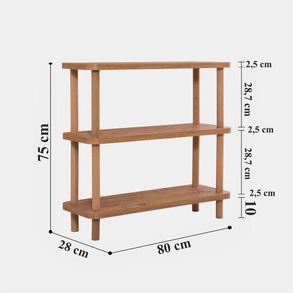 Етажерка за книги в декор от бор в естествен цвят 80x75 cm Step - Kalune Design