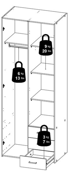 Бял гардероб 78x200 cm Space – Tvilum