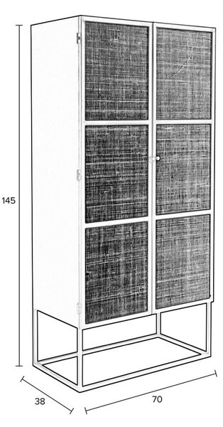 Черен ратанов шкаф 70x145 cm Guuji - White Label