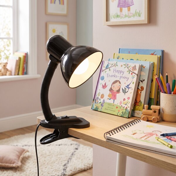 Нощна настолна лампа с щипка JNH045-1T Black