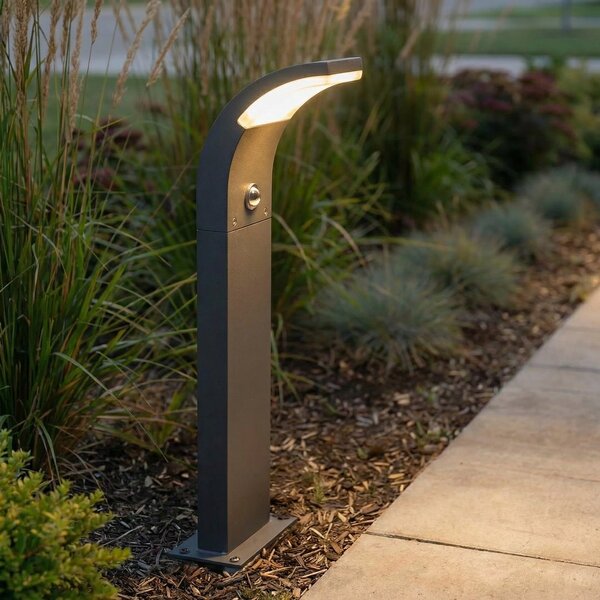 Lucande LED осветление за пътеки Timm, сензор, 60 cm, антрацит, IP54, Черен, Алуминий, Модерен