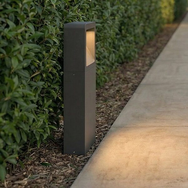 Lucande LED лампа за пиедестал Leya, 35 cm, антрацит, метал, IP54, Черен, Алуминий, Модерен