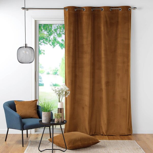 Кафява завеса от рипсено кадифе 140x260 cm Casual – douceur d'intérieur