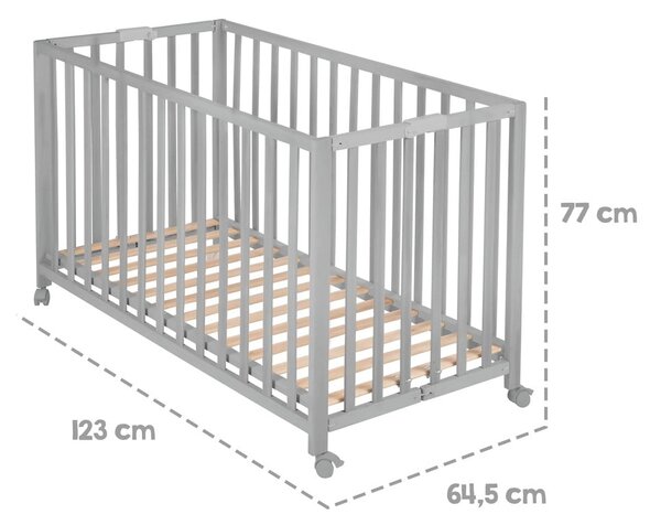 Сиво сгъваемо легло на колела 60x120 cm Fold up - Roba