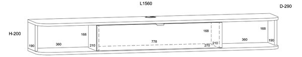 Окачен ТВ шкаф Icarus 156 cm, дъб сонома/бял мат