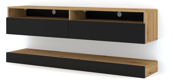 ТВ шкаф DUO 160, дъб артисан/черен мат