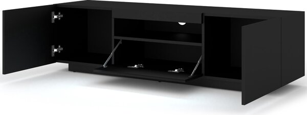 ТВ шкаф AURA 150 стоящ/окачен, черен мат, LED