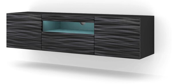 ТВ шкаф AURA 150 стоящ/окачен, черен Сахара, LED