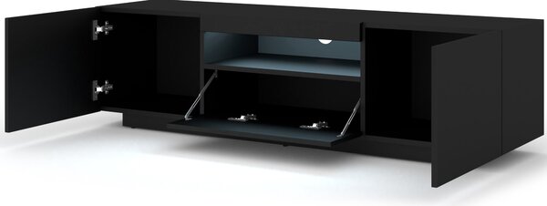 ТВ шкаф AURA 150 стоящ/окачен, черен мат, LED