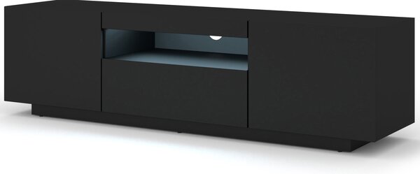 ТВ шкаф AURA 150 стоящ/окачен, черен мат, LED