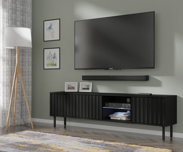 Окачен универсален ТВ шкаф Vina 156 cm, черен мат