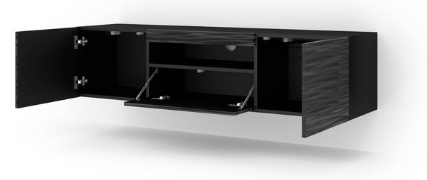 ТВ шкаф AURA 150 стоящ/окачен, черен Сахара, LED