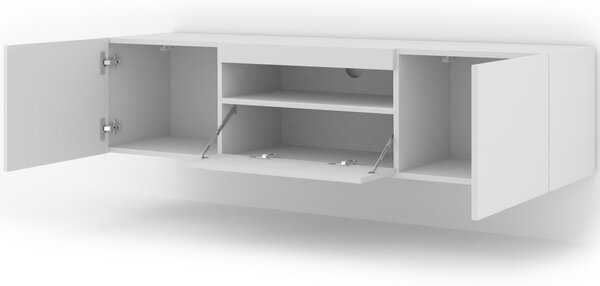 ТВ шкаф AURA 150 стоящ/окачен, бял мат, LED