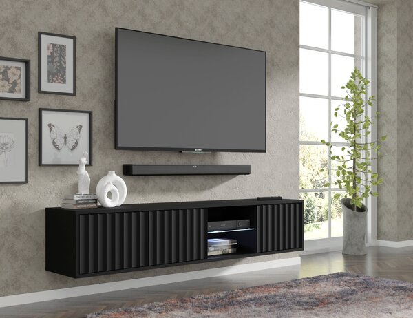 Окачен универсален ТВ шкаф Vina 156 cm, черен мат