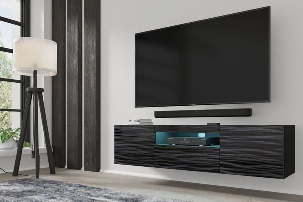 ТВ шкаф AURA 150 стоящ/окачен, черен Сахара, LED