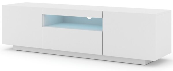 ТВ шкаф AURA 150 стоящ/окачен, бял мат, LED