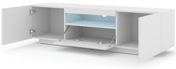 ТВ шкаф AURA 150 стоящ/окачен, бял мат, LED