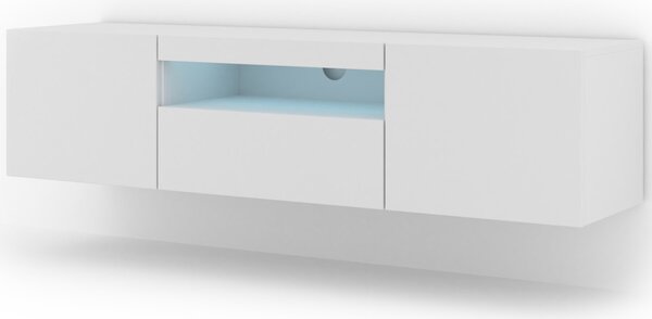 ТВ шкаф AURA 150 стоящ/окачен, бял мат, LED