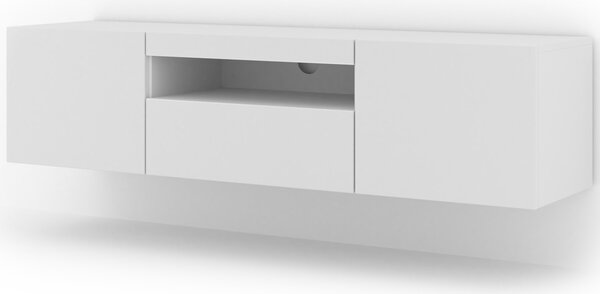 ТВ шкаф AURA 150 стоящ/окачен, бял мат, LED
