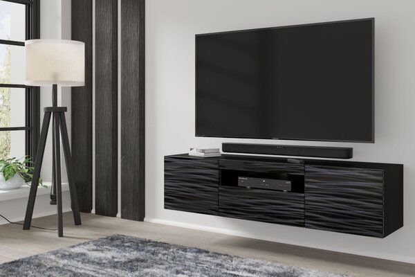 ТВ шкаф AURA 150 стоящ/окачен, черен Сахара, LED