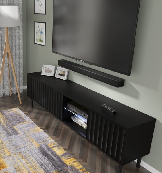 Окачен универсален ТВ шкаф Vina 156 cm, черен мат