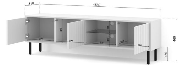 Окачен универсален ТВ шкаф Vina 156 cm, бял мат