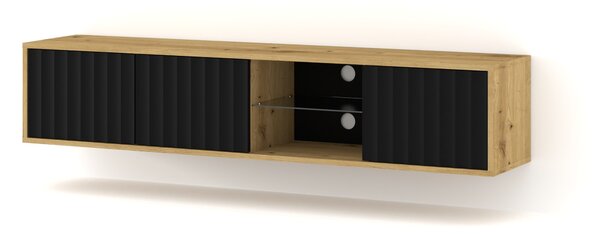 Окачен универсален ТВ шкаф Vina 156 cm, дъб артисан/черен мат