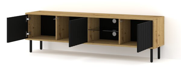 Окачен универсален ТВ шкаф Vina 156 cm, дъб артисан/черен мат