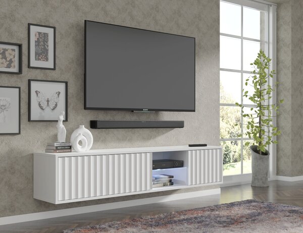 Окачен универсален ТВ шкаф Vina 156 cm, бял мат