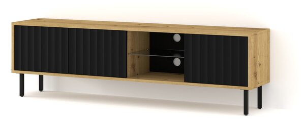 Окачен универсален ТВ шкаф Vina 156 cm, дъб артисан/черен мат