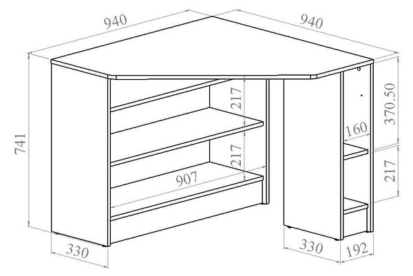 Работна маса с дъбов плот 94x94 cm Plan - TemaHome