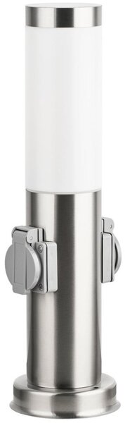 Brilagi - Външна лампа с 2 SCHUKO контакта NOVA 1xE27/15W/230V 40 см IP44 хром