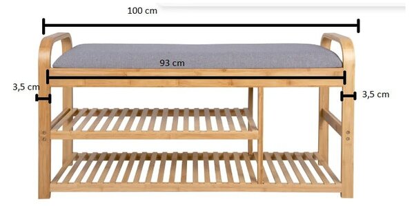 Сив/естествен бамбуков шкаф за обувки с пейка - Leitmotiv