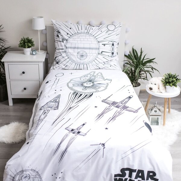 Единично памучно детско спално бельо със светещ ефект 140x200 cm Star Wars – Jerry Fabrics