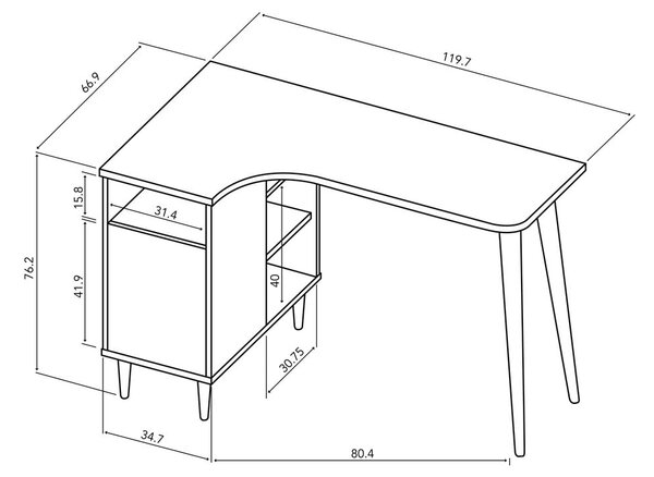 Работна маса с дъбов плот 67x120 cm Nook – TemaHome