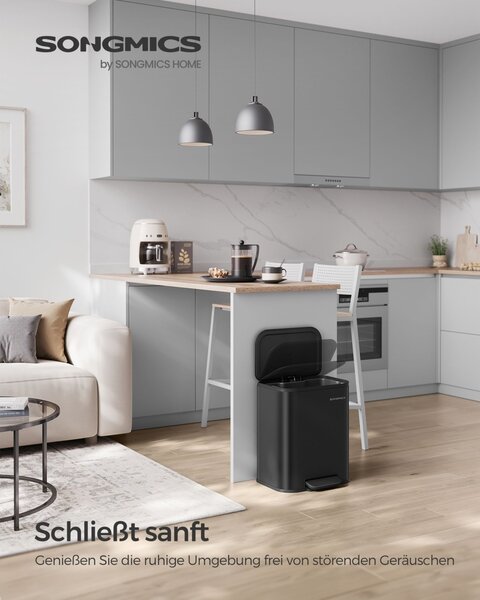 Кош за боклук Songmics черен 36.6x30x42.5 см