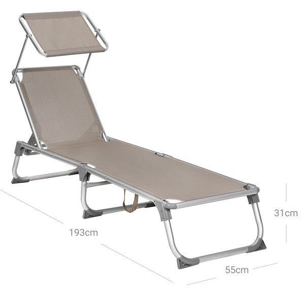 Шезлонг Songmics Кафяв 55x193x31 см