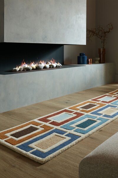 Килим за площ Illusion Retro Blocks Blue 60X230 cm, Flair Rugs