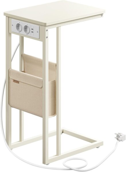 Странична масичка с контакт Vasagle цвят крем LET356W02 30 x 40 x 62 см