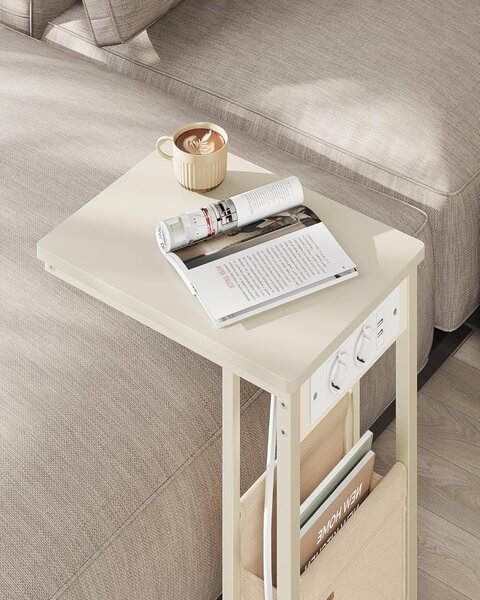 Странична масичка с контакт Vasagle цвят крем LET356W02 30 x 40 x 62 см