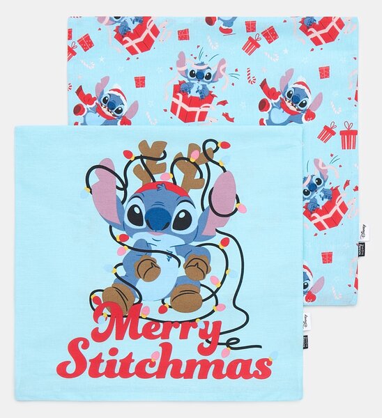 Sinsay - Комплект калъфки за възглавници с коледен мотив Stitch - бледосиньо