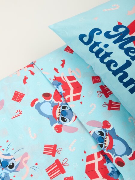 Sinsay - Комплект детско памучно спално бельо с коледен мотив Stitch - бледосиньо