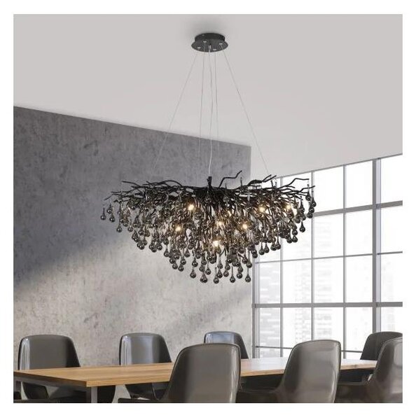 Paul Neuhaus 2192-18 - Висящ полилей на кабел ICICLE 10xG9/40W/230V 50x100 cm черен