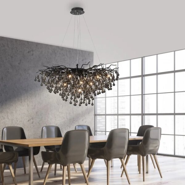 Paul Neuhaus 2192-18 - Висящ полилей на кабел ICICLE 10xG9/40W/230V 50x100 cm черен