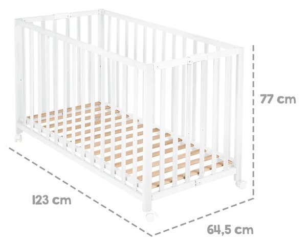 Бяло сгъваемо легло на колела 60x120 cm Fold up - Roba