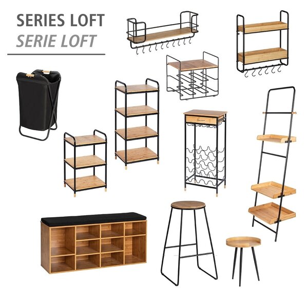 Черен метален стенен рафт 79 cm Loft – Wenko