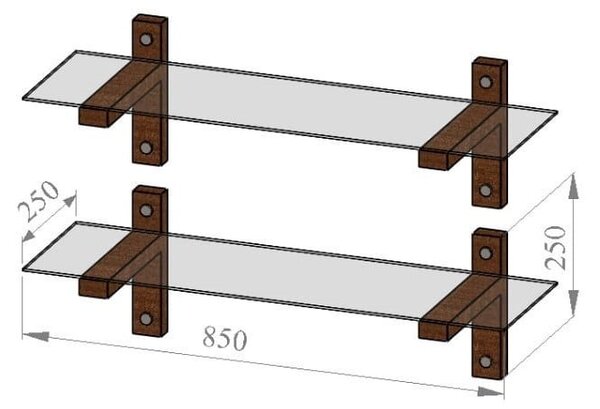 Кафяви стъклени стенни рафтове в комплект от 2 бр. 85 cm Villy – Kalune Design